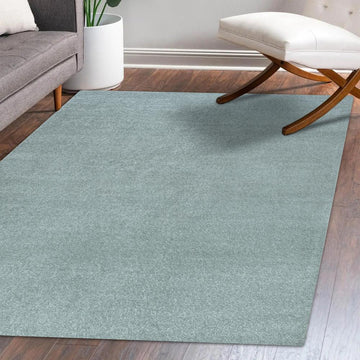 Haze Solid Low-pile Area Rug Light Blue
